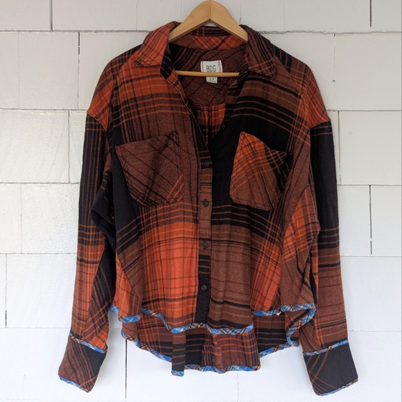 Urban Outfitters Tops - NWOT Urban Outfitters BDG Orange Plaid Flannel Shirt Size Small